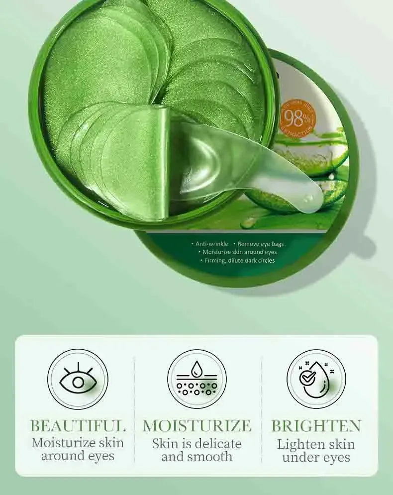 60pcs Aloe Vera Collagen Eye Mask Anti Dark Circles Moisturizing Anti-Wrinkles Eye Patches