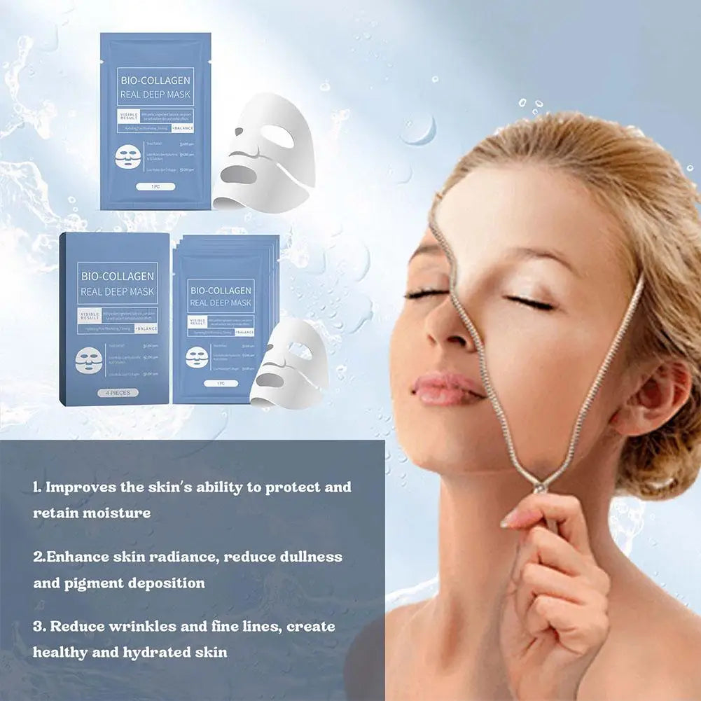 Bio Collagen Real Deep Mask Shrink Pores Deep Hydration Overnight Brightening Face Mask