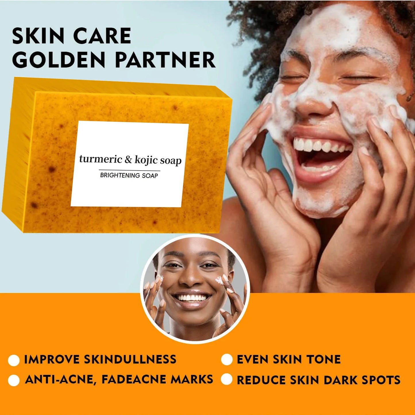 Turmeric Kojic Acid Soap Dark Spot Acne Removal Even Skin Tone Smooth Skin Handmade Soap