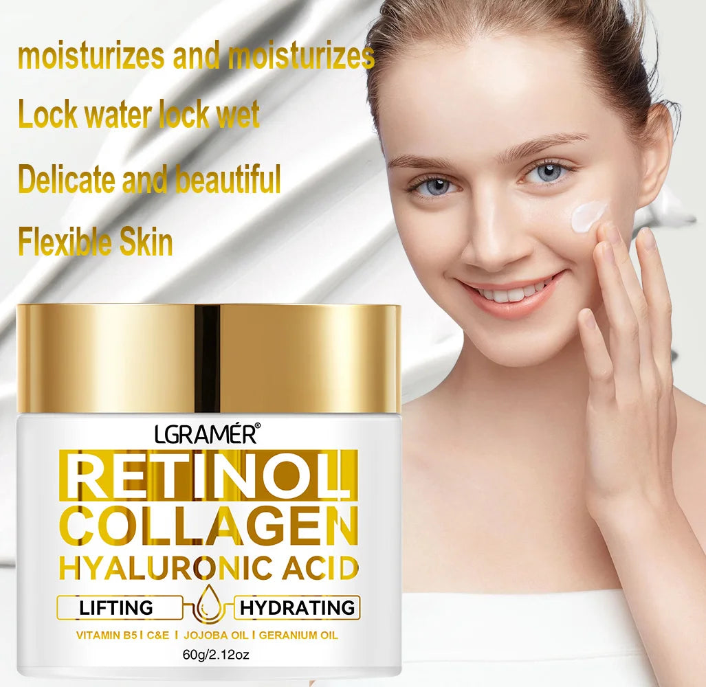 Anti Aging Retinol Moisturizing Collagen Hyaluronic Acid Face Cream: 30&60ML